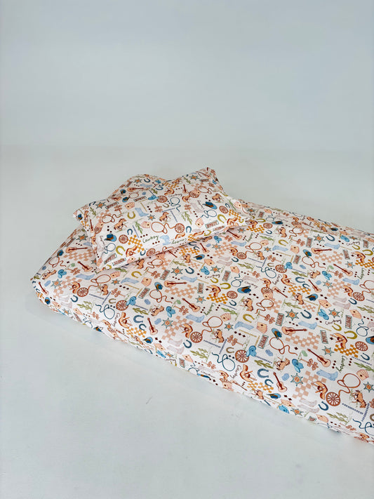 Single Wild West fitted sheet + pillow slips