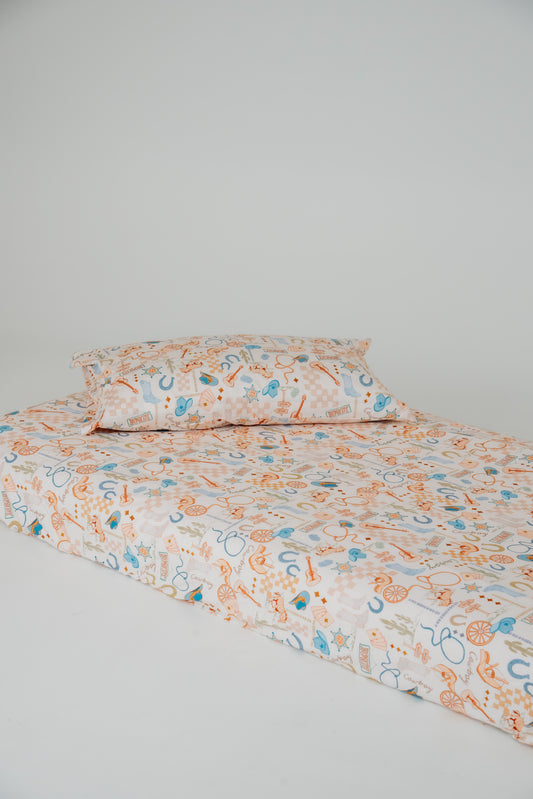 PRE ORDER Double Wild West fitted sheet + pillow slips